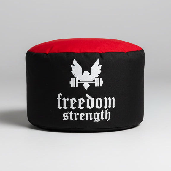 Black and red Freedom Strength Co Strongman sandbag