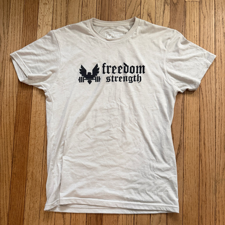 Sand colored t-shirt with &