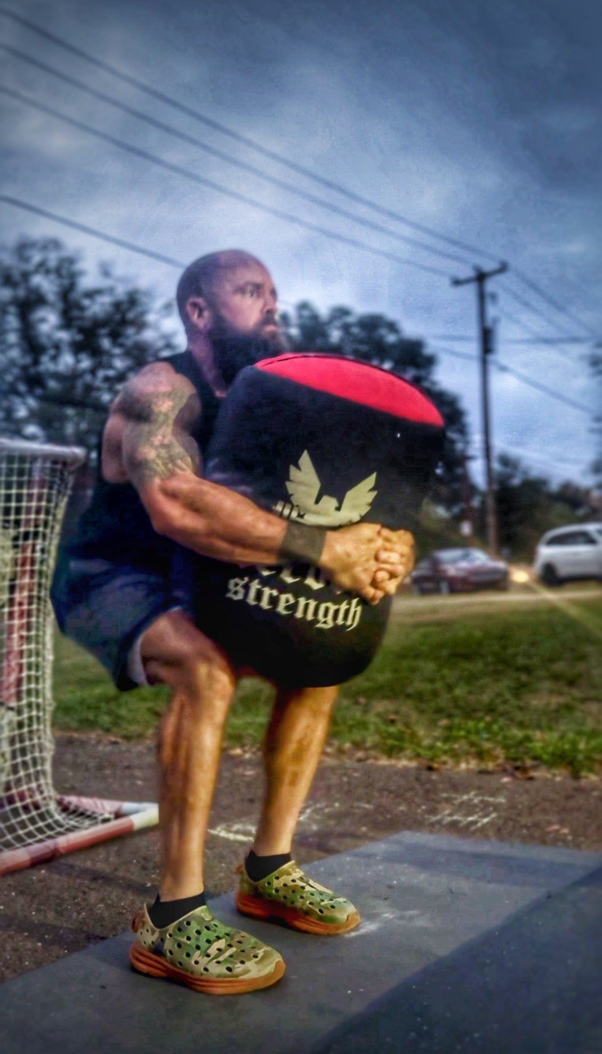 Freedom Strength Strongman Sandbag driveway workout dad training workout similar to goruck, rogue fitness, cerberus high quality, durable, fitness sandbags